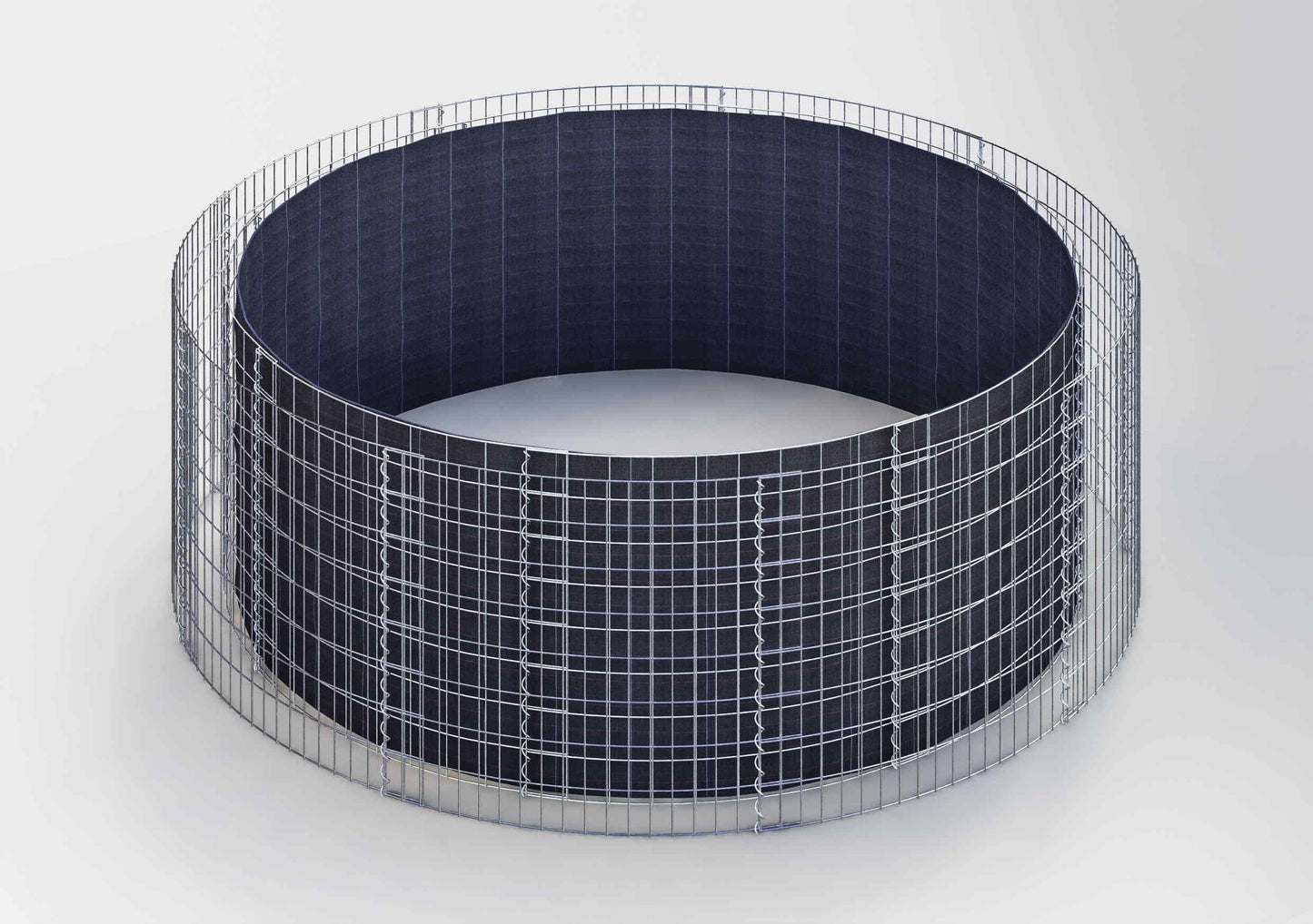 Rund højbed, udvendig diameter 232 cm, højde 80 cm, maskestørrelse 5 x 5 cm, vægtykkelse 15 cm