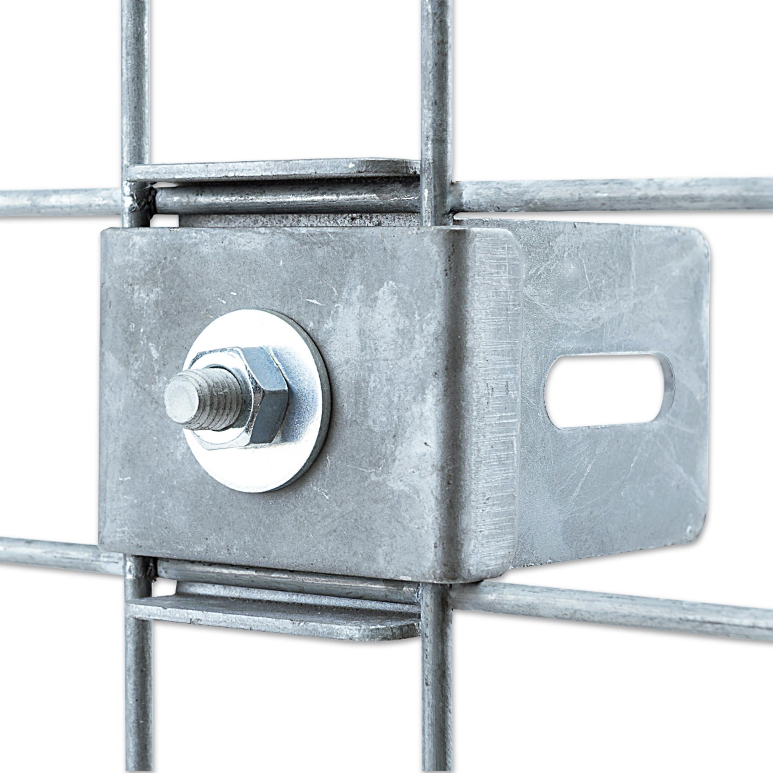 Morsetto con supporto per recinzione Larghezza rete 5 cm x 5 cm, zincato
