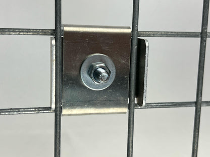 Clamp with fence holder, mesh size 5 cm x 5 cm, aluminum