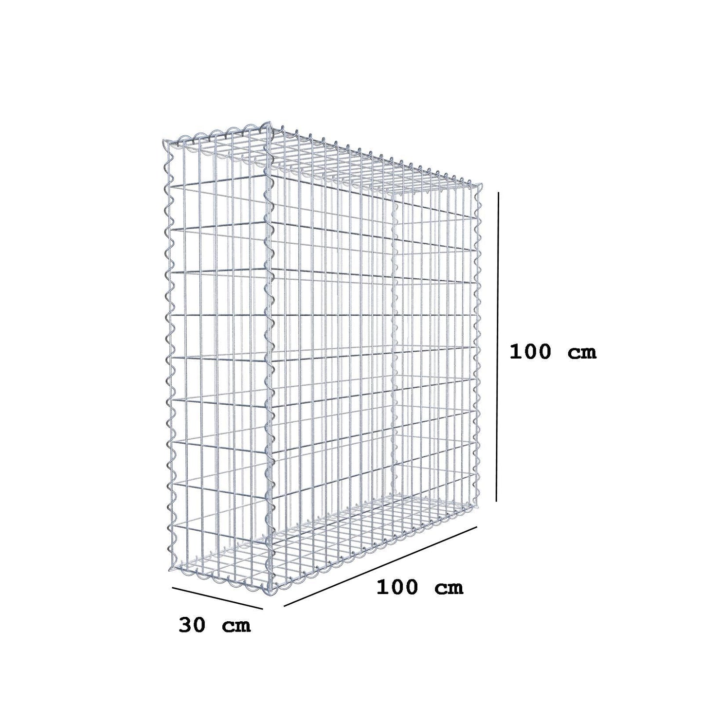 Lot de 2 gabions 100 cm x 100 cm x 30 cm (L x H x P), mailles 5 x 10 cm, spirale