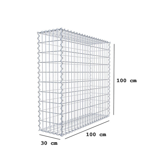 Set of 2 gabions 100 cm x 100 cm x 30 cm (L x H x D), mesh size 5 x 10 cm, spiral