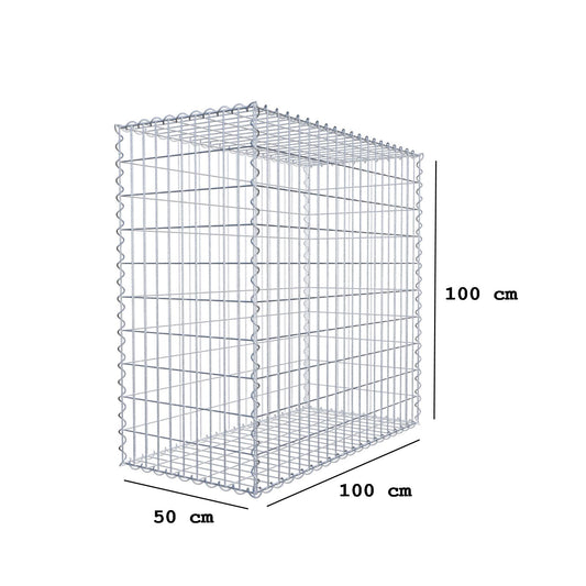 Set of 2 gabions 100 cm x 100 cm x 50 cm (L x H x D), mesh size 5 x 10 cm, spiral