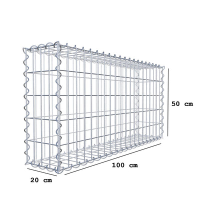 Set of 2 gabions 100 cm x 50 cm x 20 cm (L x H x D), mesh size 5 x 10 cm, spiral