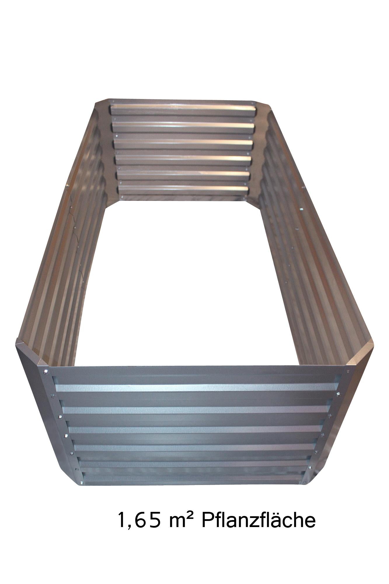 Lecho elevado de chapa galvanizada con tapa - Dimensiones sin tapa: 184 x 60 x 90 cm (L x A x P, dimensiones de plantación)