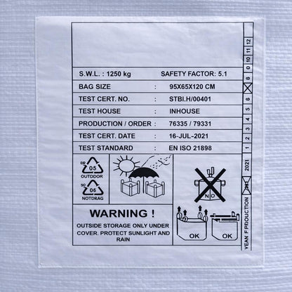 5x Big Bags 95 x 65 x 120 cm (L x D x H) - met bedrukking - zeer stabiel - 1.250 kg SWL