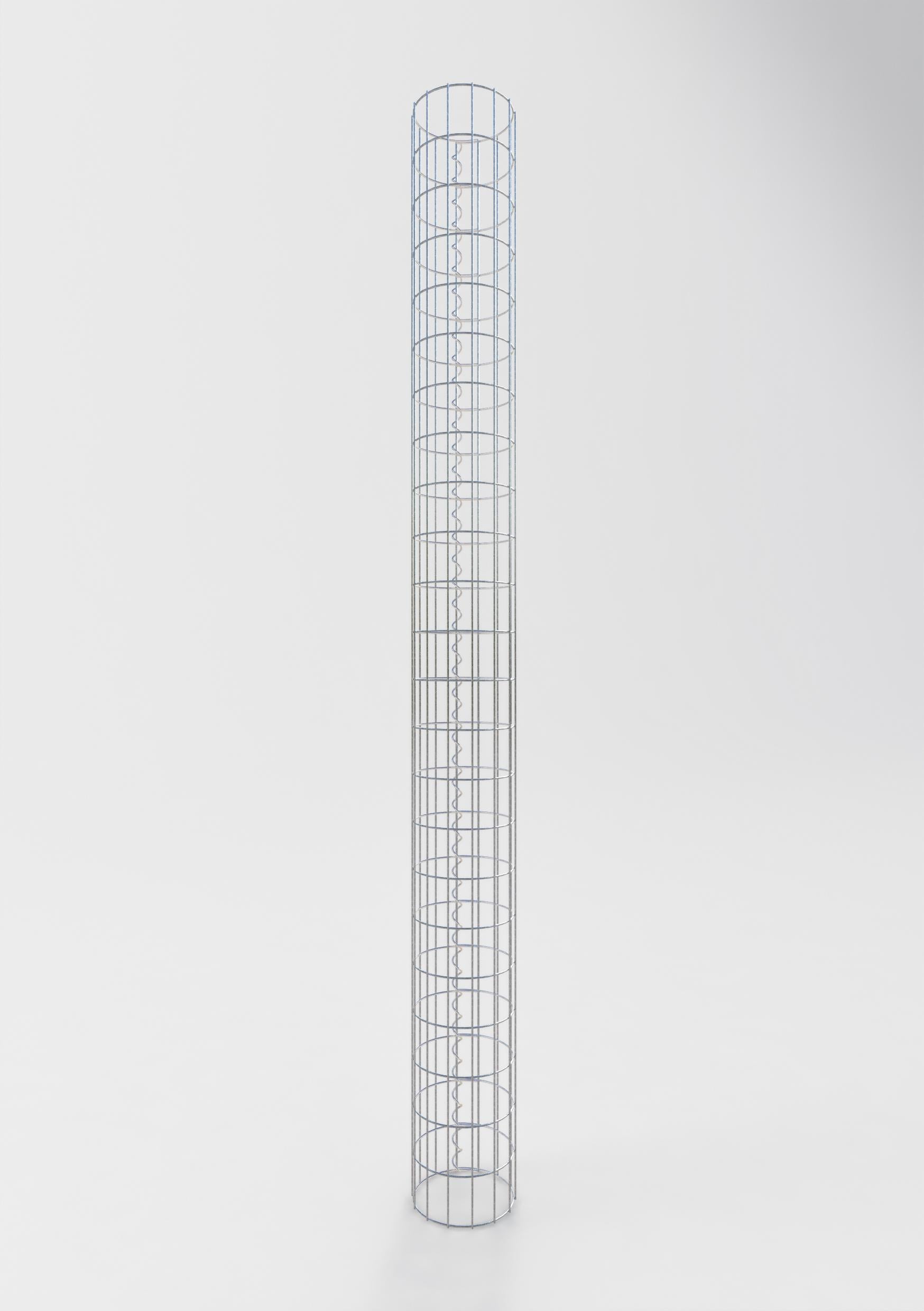 Coluna de gabião redonda 22 cm de diâmetro, 230 cm de altura, malhagem 5 cm x 10 cm