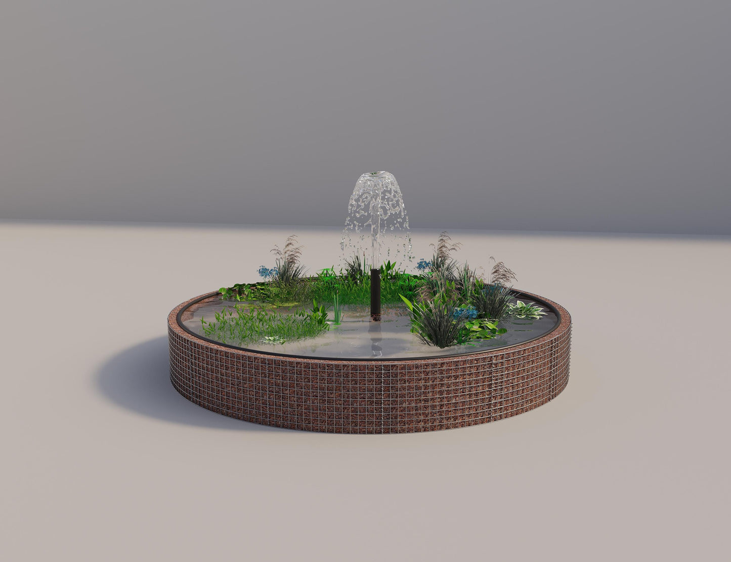 Estanque elevado de gaviones redondo, diámetro exterior 352 cm, altura 50 cm, luz de malla 5 x 5 cm, espesor de pared 15 cm