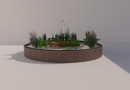 Gabionupphöjd damm, rund, ytterdiameter 442 cm, höjd 50 cm, maskstorlek 5 x 5 cm, väggtjocklek 15 cm