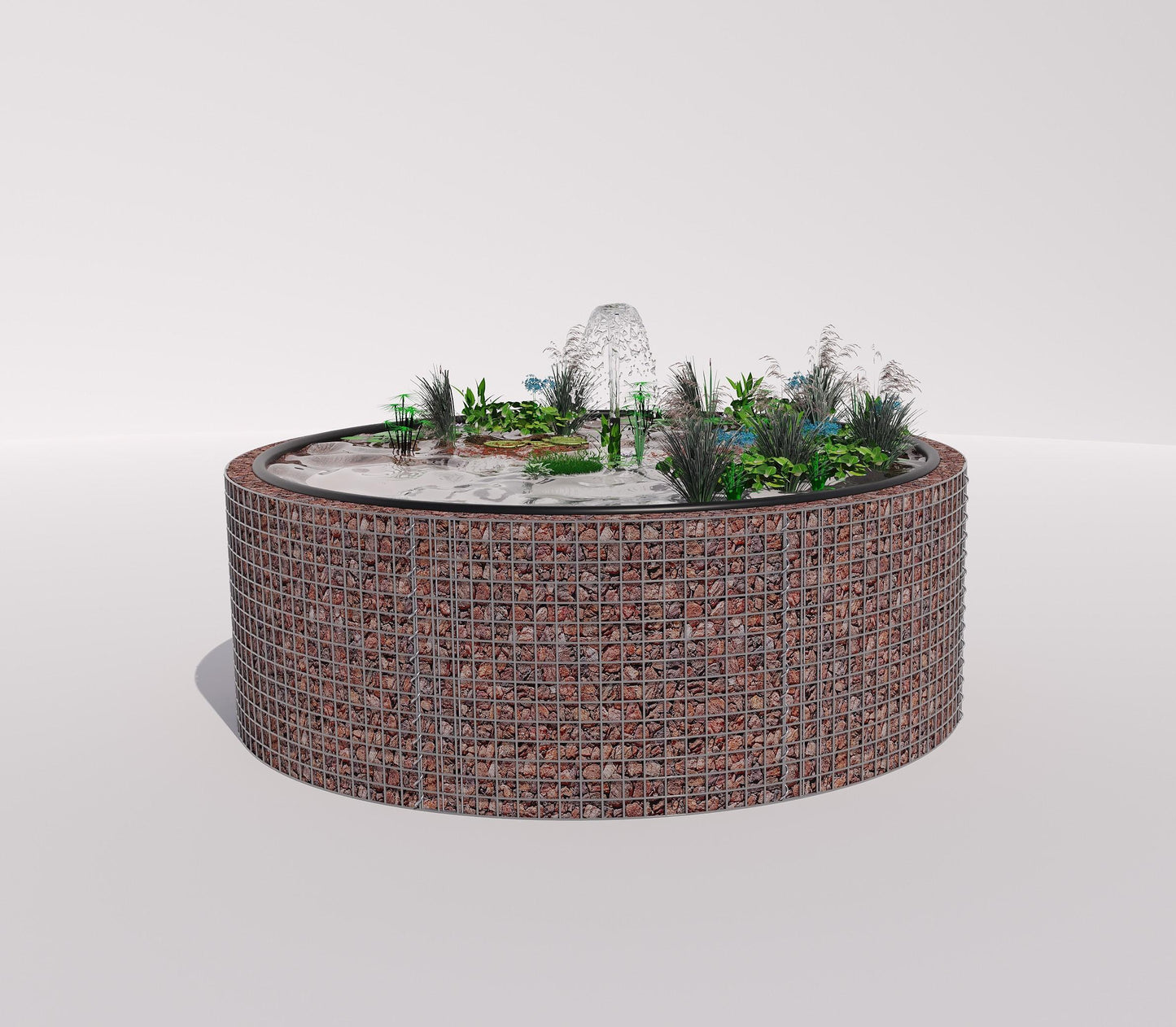 Gabion bassin surélevé rond, diamètre extérieur 232 cm, hauteur 80 cm, mailles 5 x 5 cm, épaisseur de paroi 15 cm