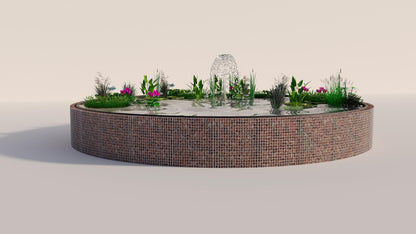 Estanque elevado de gaviones, redondo, diámetro exterior 322 cm, altura 80 cm, malla 5 x 5 cm, espesor de pared 15 cm