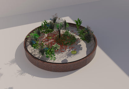 Gabionupphöjd damm, rund, ytterdiameter 442 cm, höjd 50 cm, maskstorlek 5 x 5 cm, väggtjocklek 15 cm