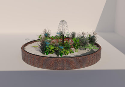 Gabionupphöjd damm, rund, ytterdiameter 442 cm, höjd 50 cm, maskstorlek 5 x 5 cm, väggtjocklek 15 cm