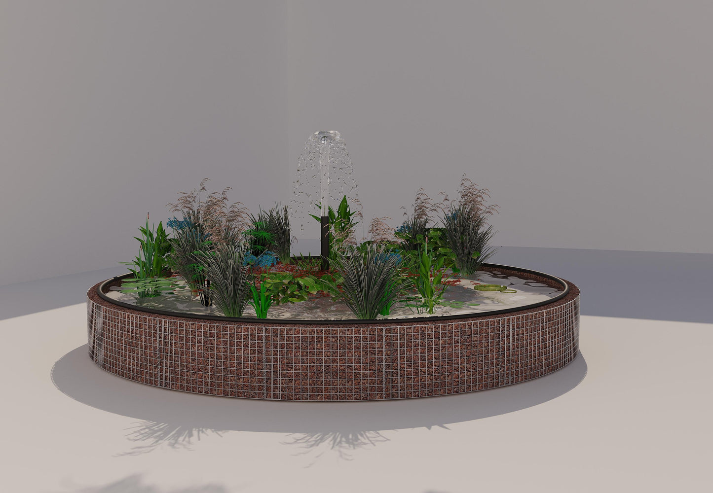 Gabionupphöjd damm, rund, ytterdiameter 442 cm, höjd 50 cm, maskstorlek 5 x 5 cm, väggtjocklek 15 cm