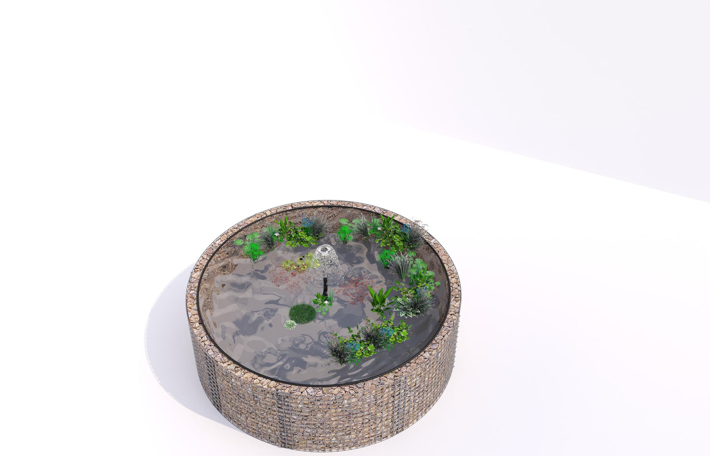 Tanque elevado de gabiões, redondo, diâmetro exterior 262 cm, altura 80 cm, dimensão da malha 5 x 5 cm, espessura da parede 15 cm