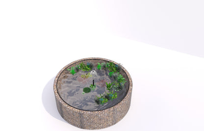 Tanque elevado de gabiões, redondo, diâmetro exterior 262 cm, altura 80 cm, dimensão da malha 5 x 5 cm, espessura da parede 15 cm