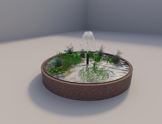 Gabionen Hochteich rund, Außendurchmesser 352 cm, Höhe 50 cm, Maschenweite 5 x 5 cm, Wandstärke 15 cm