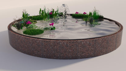 Estanque elevado de gaviones, redondo, diámetro exterior 322 cm, altura 80 cm, malla 5 x 5 cm, espesor de pared 15 cm