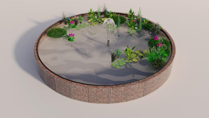 Estanque elevado de gaviones, redondo, diámetro exterior 322 cm, altura 80 cm, malla 5 x 5 cm, espesor de pared 15 cm