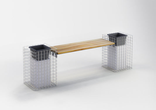 Panchina da giardino 2 colonne per fiori TEAK MW 5 x 5 cm, zincato a caldo