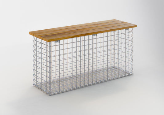 Banco de jardín gavión espiral 105 x 50 x 30 cm -3 TEAK MW 5 x 5 cm