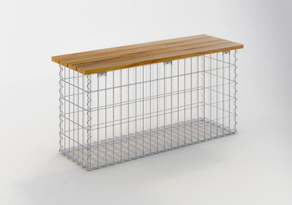 Garden bench spiral gabion 105 x 50 x 30 cm - 3 TEAK MW 5 x 10 cm