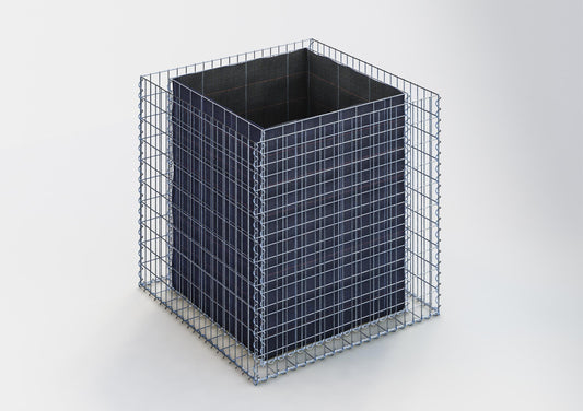 Lecho elevado rectangular 100 cm x 100 cm x 100 cm (largo x alto x fondo), malla 5 x 10 cm, espesor de pared 10 cm