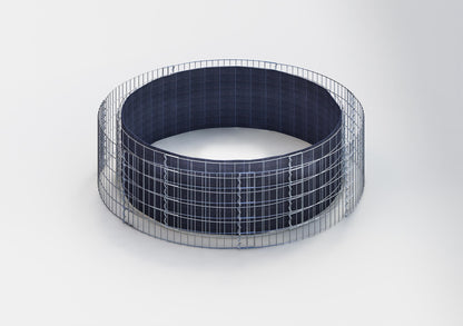 Rund højbed, udvendig diameter 202 cm, højde 50 cm, maskestørrelse 5 x 10 cm, vægtykkelse 15 cm