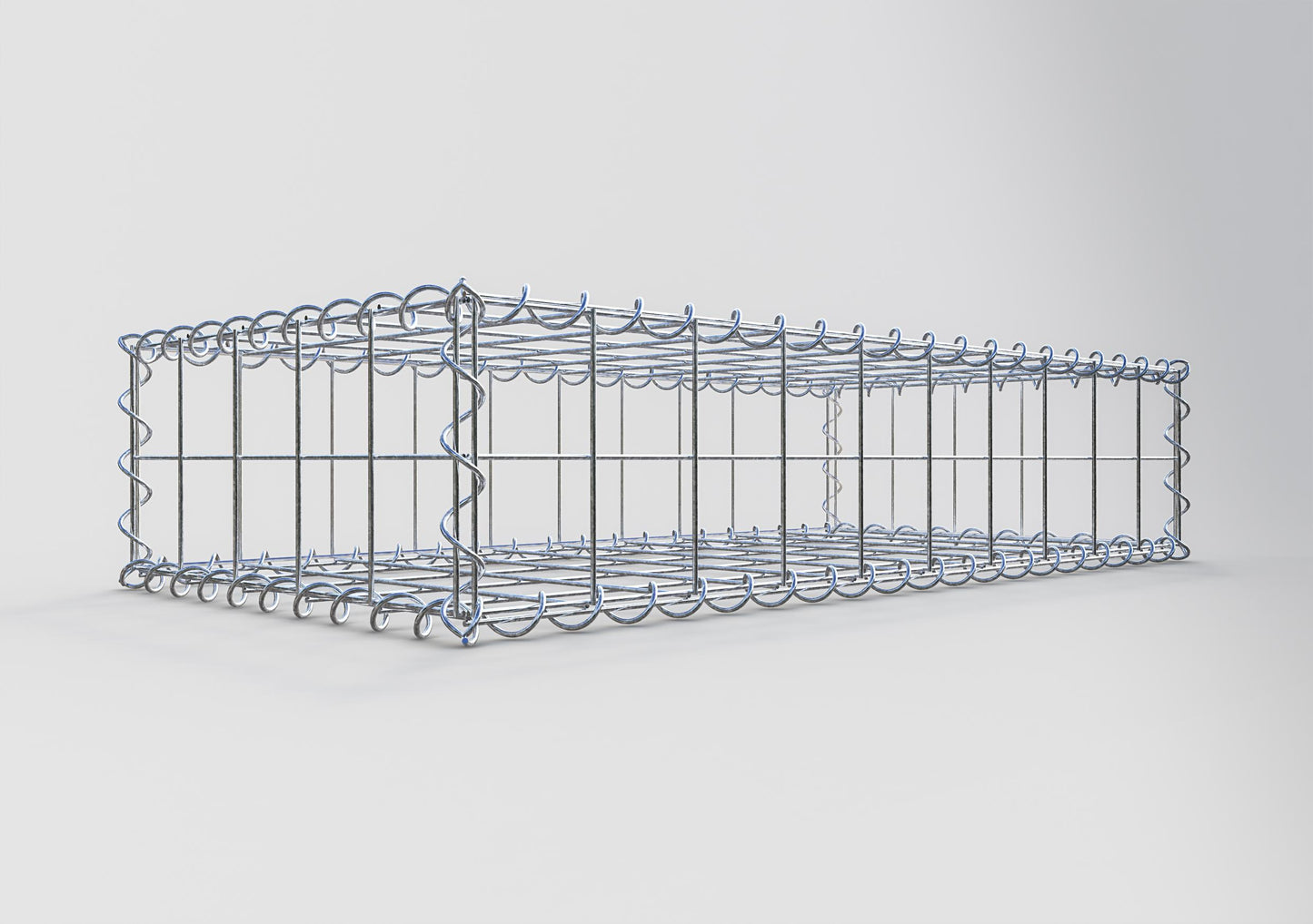 Gabion 100 cm x 20 cm x 50 cm (L x H x D), maskstorlek 10 cm x 10 cm, spiral