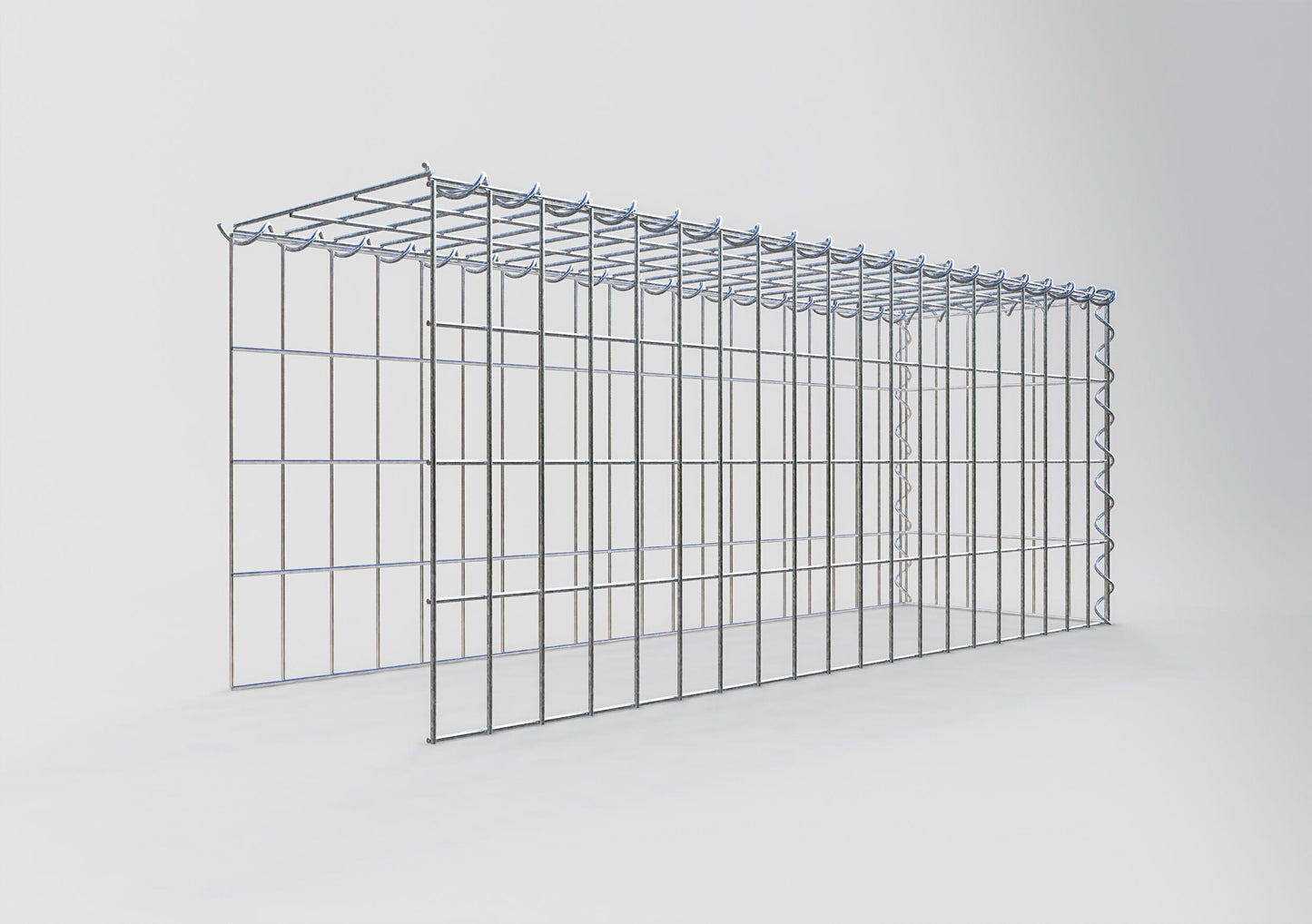 Aangebouwde schanskorf type 4 100 cm x 40 cm x 30 cm (L x H x D), maaswijdte 5 cm x 10 cm, spiraal