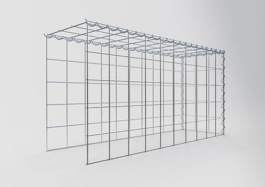 Aangebouwde schanskorf type 4 100 cm x 50 cm x 30 cm (L x H x D), maaswijdte 10 cm x 10 cm, spiraal