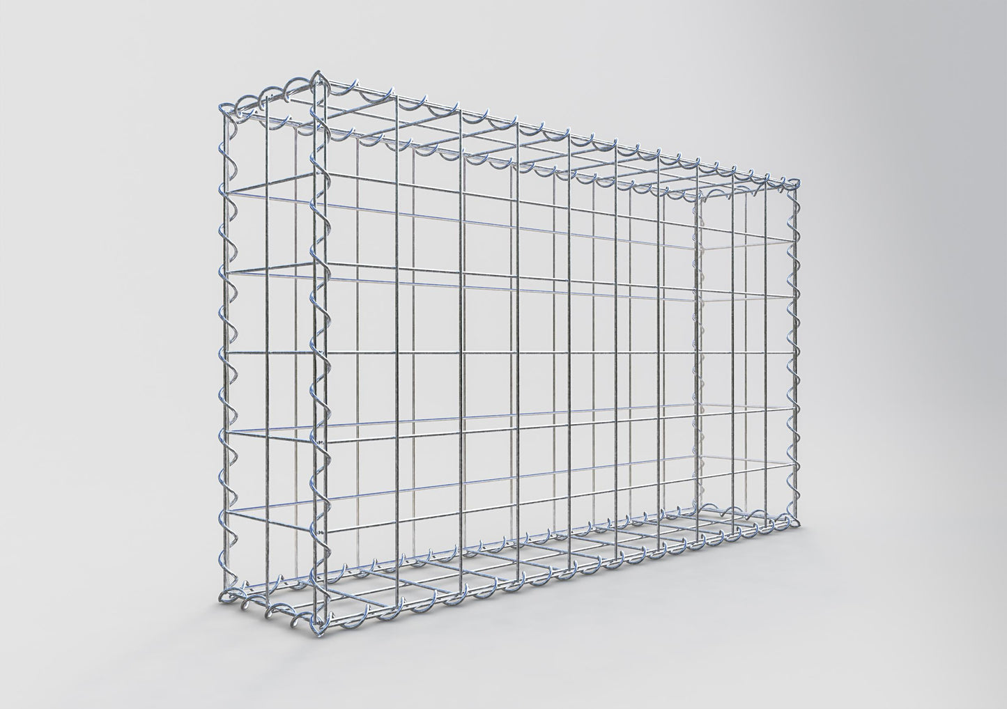 Gabion 100 cm x 60 cm x 20 cm (L x H x D), maskstorlek 10 cm x 10 cm, spiral