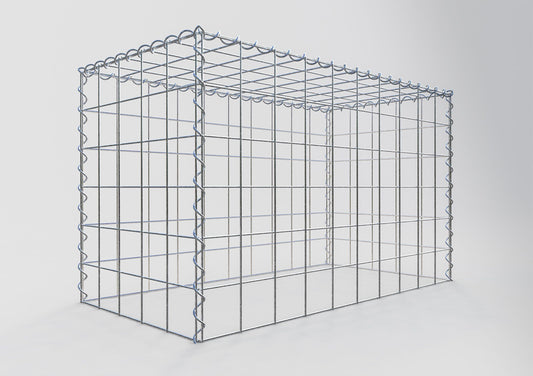 Opbouw schanskorf type 3 100 cm x 60 cm x 50 cm (L x H x D), maaswijdte 10 cm x 10 cm, spiraal