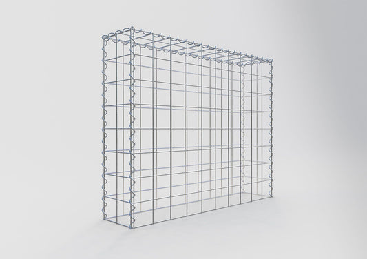 Opbouw schanskorf type 3 100 cm x 80 cm x 20 cm (L x H x D), maaswijdte 10 cm x 10 cm, spiraal