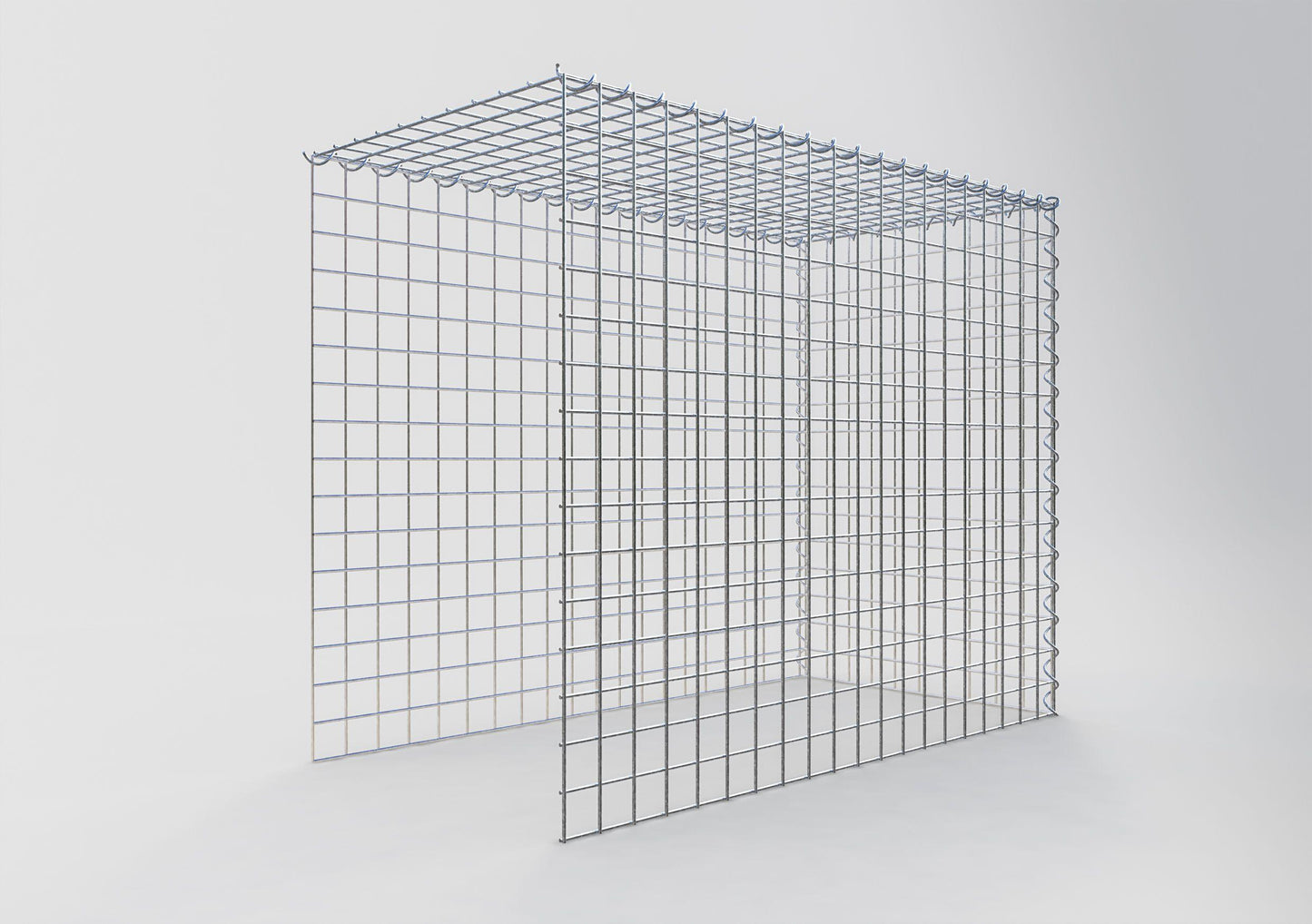 Opvokset gabion type 4 100 cm x 80 cm x 50 cm (L x H x D), maskestørrelse 5 cm x 5 cm, spiral