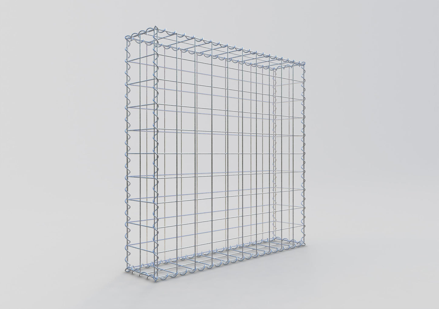 Gabião 100 cm x 100 cm x 20 cm (C x A x P), malhagem 10 cm x 10 cm, espiral