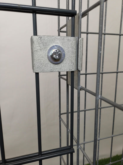 Clamp with fence holder 5 x 10 cm, for double rod mat, galvanized 
