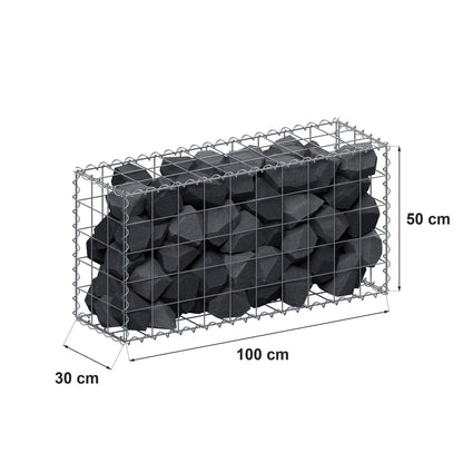 Gabione 100 cm x 50 cm x 30 cm (L x H x T), Maschenweite 10 cm x 10 cm, Spirale
