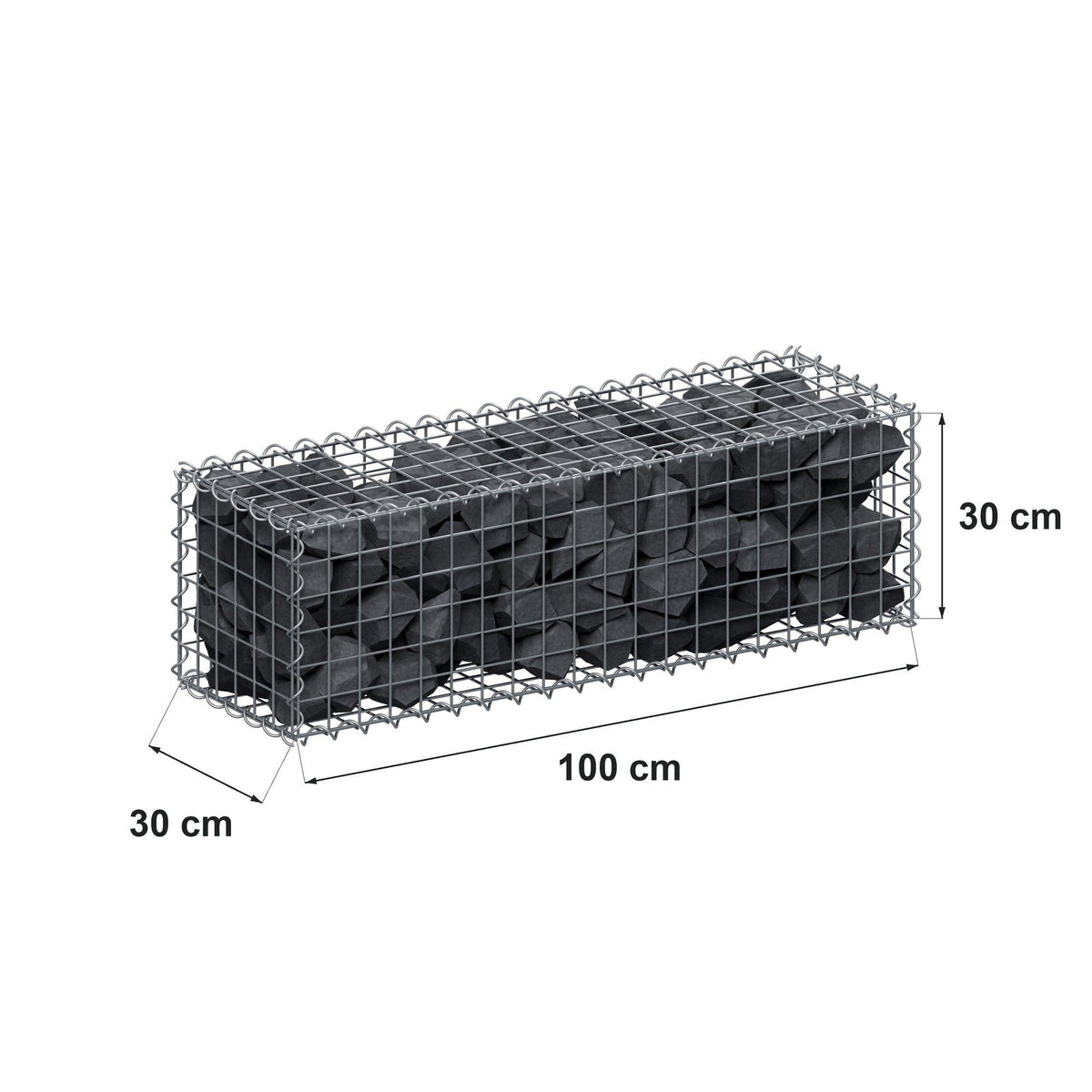 Gabion 100 cm x 30 cm x 30 cm (L x H x P), mailles 5 cm x 5 cm, spirale