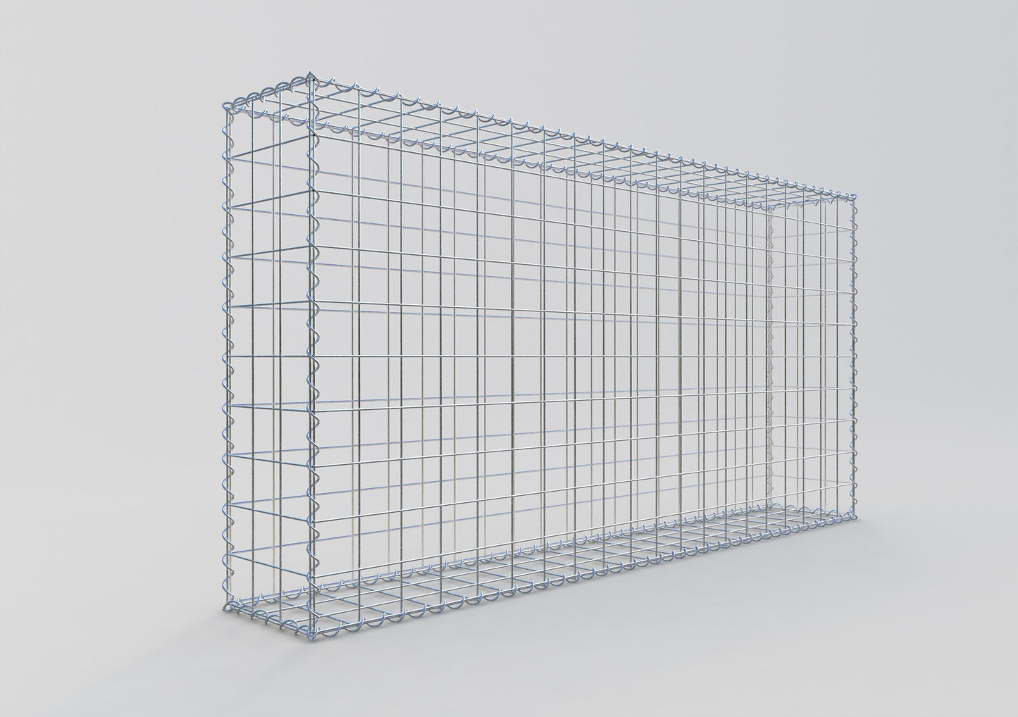 Gabião 200 cm x 100 cm x 30 cm (C x A x P), malhagem 10 cm x 10 cm, espiral