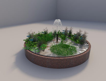 Gabião para lago elevado redondo, diâmetro exterior 382 cm, altura 50 cm, dimensão da malha 5 x 5 cm, espessura da parede 15 cm