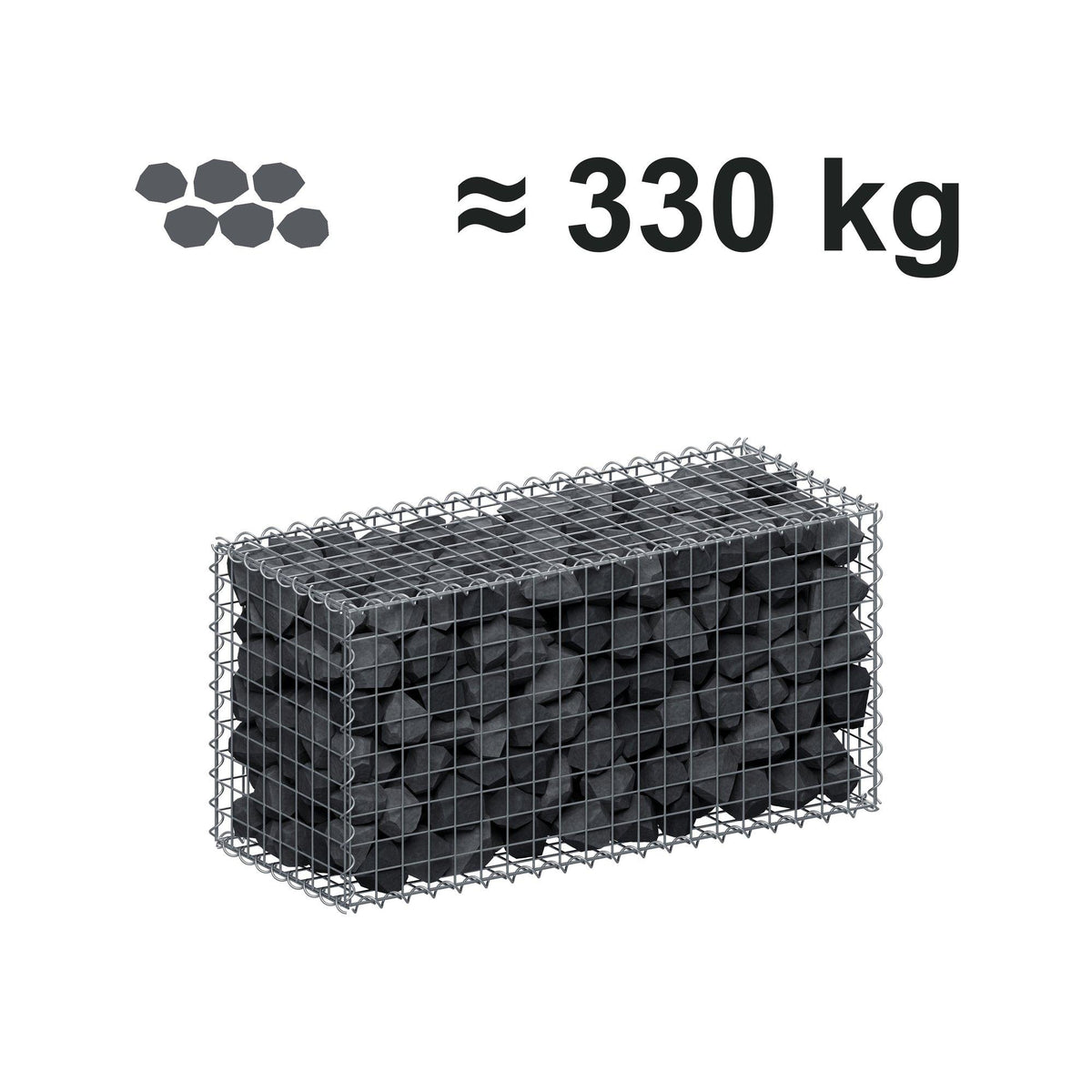 Gabion 100 cm x 50 cm x 40 cm (L x H x D), maskestørrelse 5 cm x 5 cm, spiral