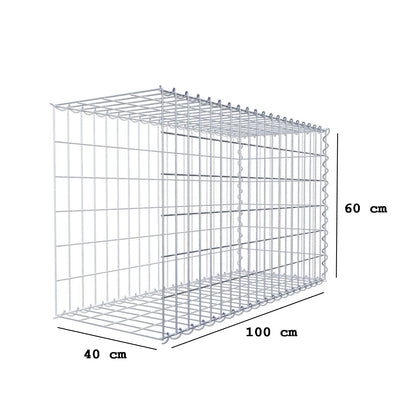 Gabion rapporté type 2 100 cm x 60 cm x 40 cm (L x H x P), mailles 5 cm x 10 cm, spirale