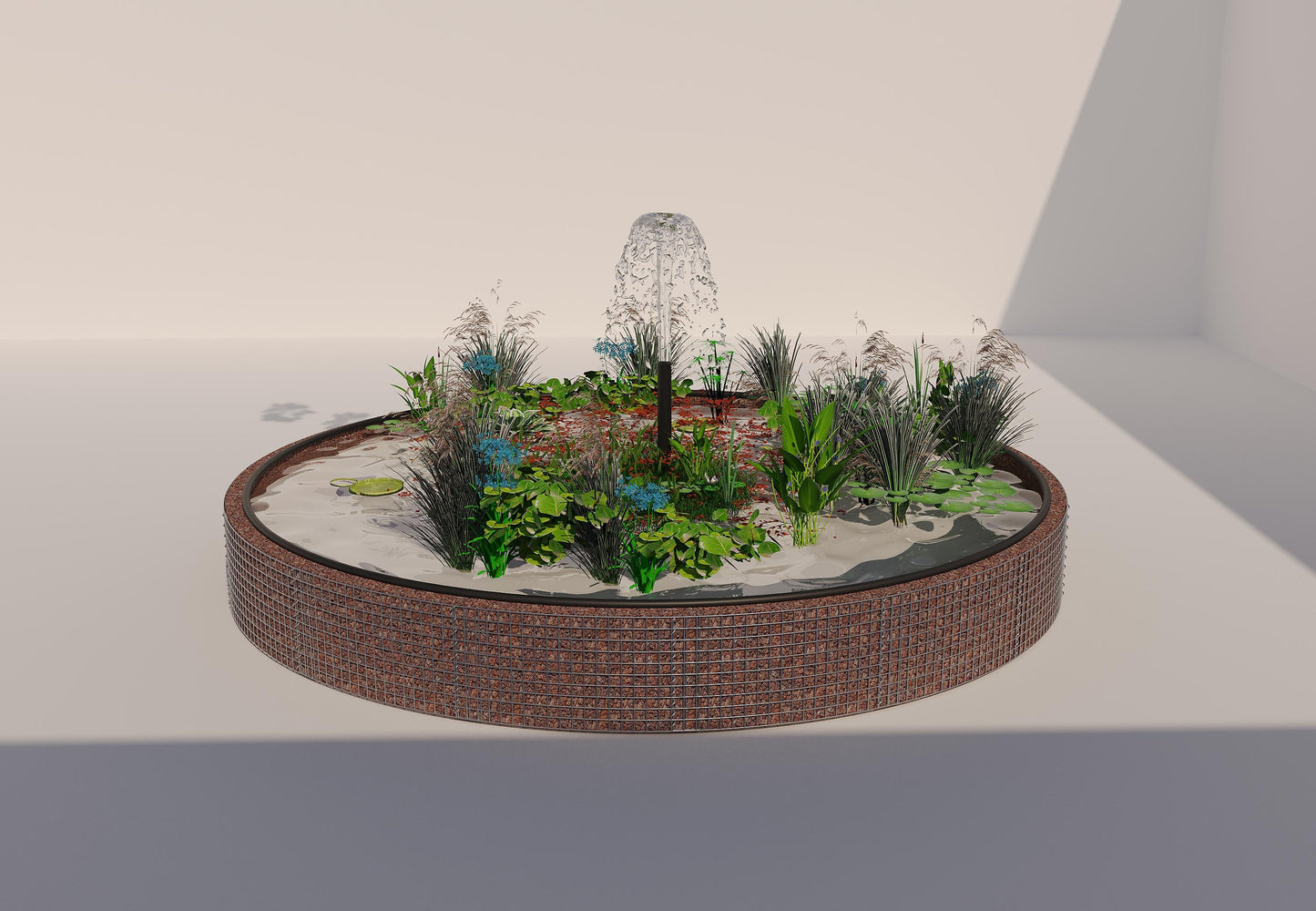 Gabion raised pond round, outer diameter 442 cm, height 50 cm, mesh size 5 x 5 cm, wall thickness 15 cm