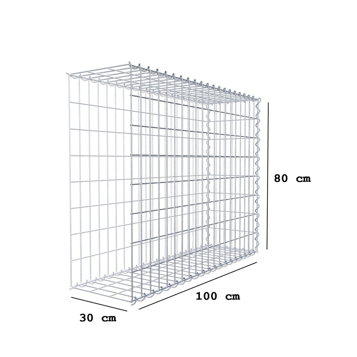 Gabbione aggiuntivo tipo 2 100 cm x 80 cm x 30 cm (L x H x P), dimensione maglia 5 cm x 10 cm, a spirale
