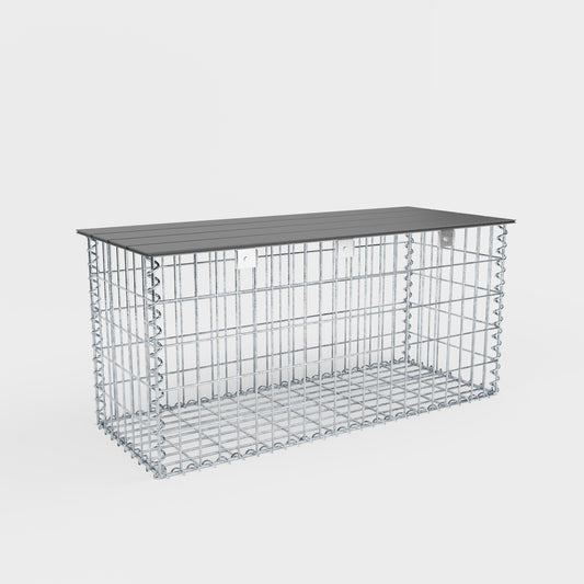 Gartenbank Spiralgabione 105 x 50 x 50 cm - MW 5 x 10 cm, mit Recyclingauflage in anthrazit