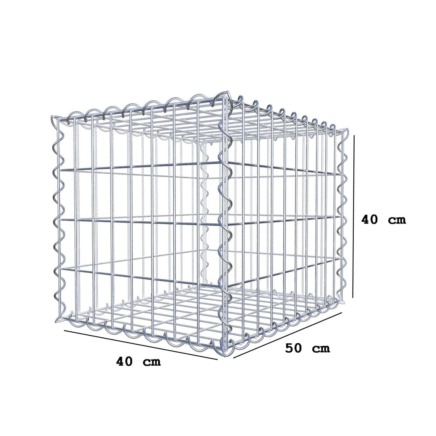 Gabbione 50 cm x 40 cm x 40 cm (L x H x P), maglia 5 cm x 10 cm, spirale