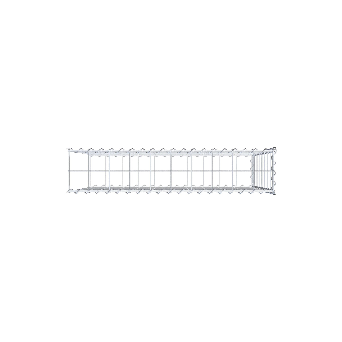 Opbouw schanskorf type 2 100 cm x 80 cm x 20 cm (L x H x D), maaswijdte 10 cm x 10 cm, spiraal