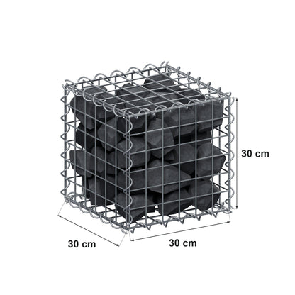Gabião 30 cm x 30 cm x 30 cm (C x A x P), malhagem 5 cm x 5 cm, espiral