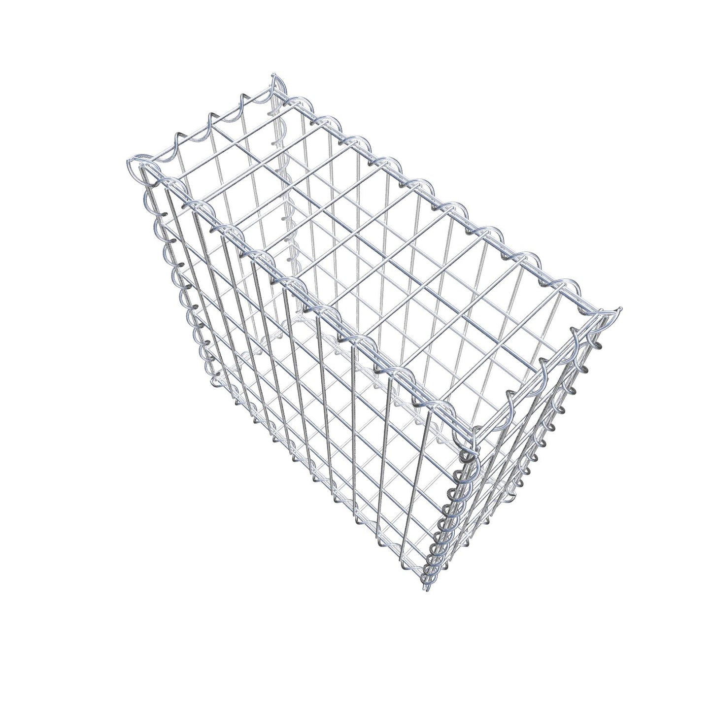 Gabião 50 cm x 50 cm x 20 cm (C x A x P), malhagem 5 cm x 10 cm, espiral