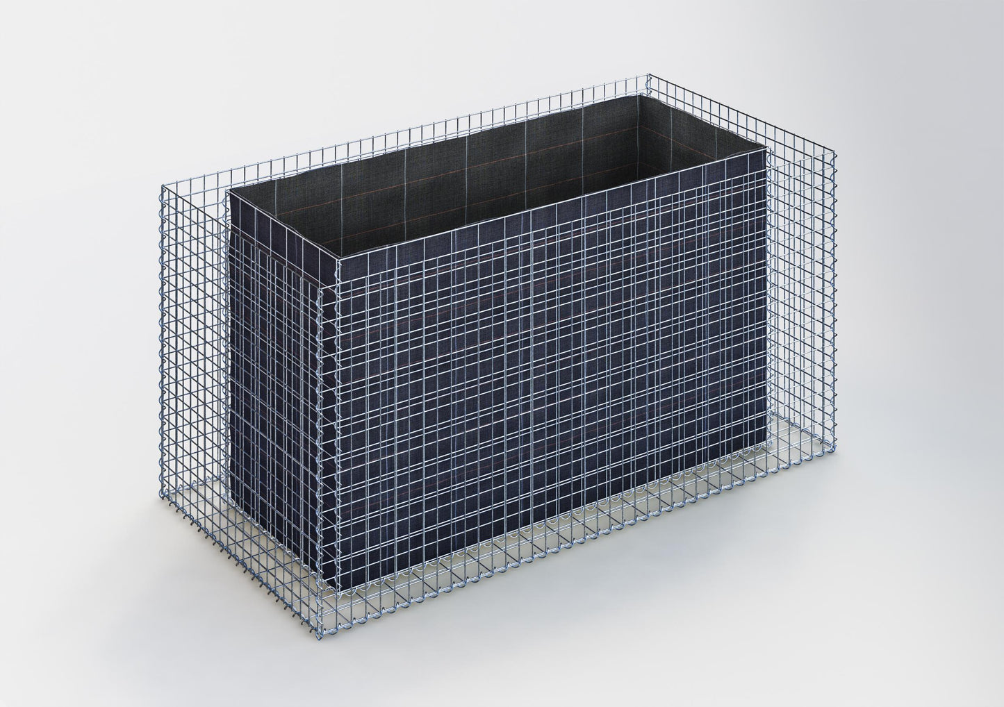 Letto rialzato rettangolare 200 cm x 100 cm x 100 cm (L x H x P), maglia 5 x 5 cm, spessore parete 15 cm